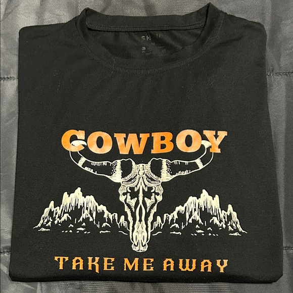 Men’s Medium Black Cowboy Graphic T-Shirt - Picture 1 of 3